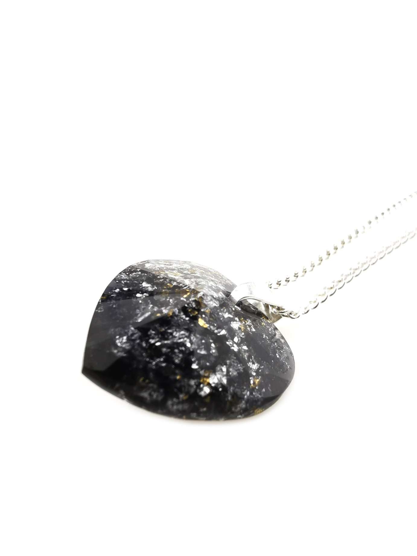 Black Heart Orgone Pendant with Gold and Silver by OrgoneVibes