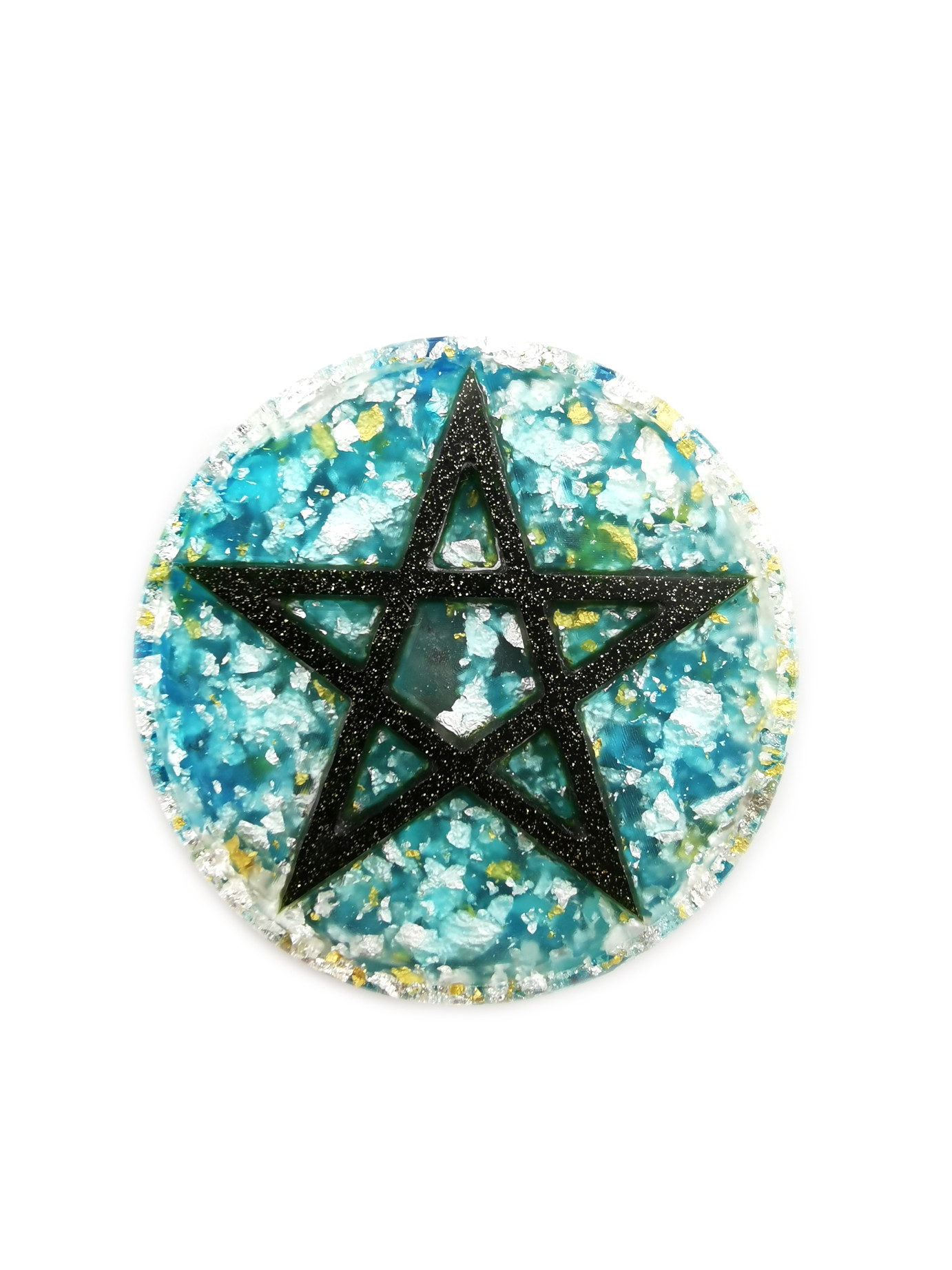 Black and Blue Pentagram Powerful Orgone Puck by OrgoneVibes