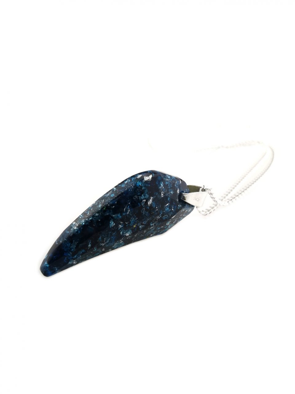 Dark Blue Wing Orgonite Necklace with Gold and Silver by OrgoneVibes