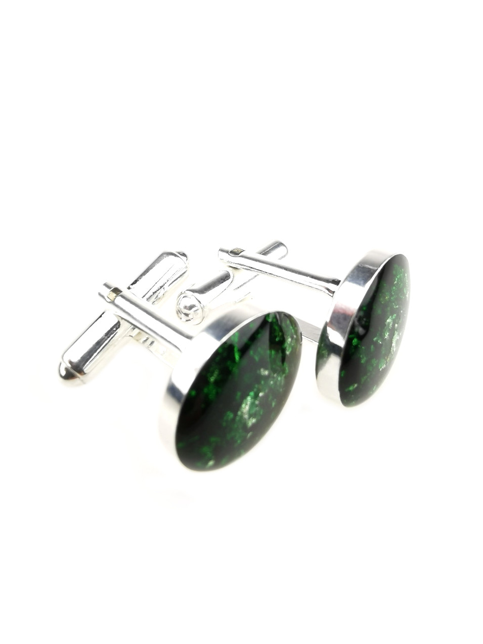 Green Orgone Cufflinks with Gold and Silver by OrgoneVibes
