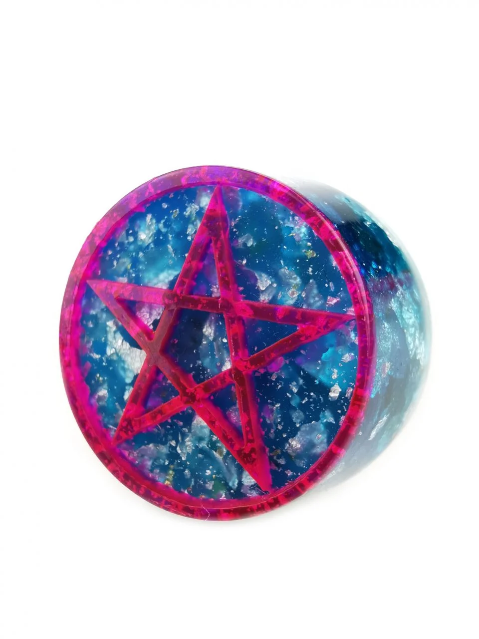 Pentagram Orgone Puck In Pink And Blue By Orgonevibes