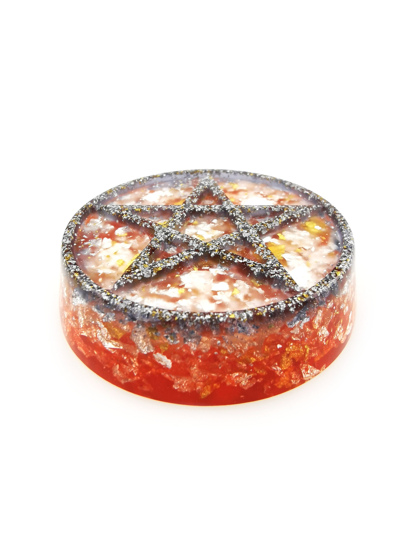 Pentagram Protection Orgone Puck in Grey Red by OrgoneVibes