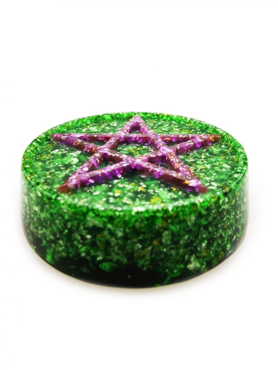 Pentagram Protection Orgone Puck in Violet Green by OrgoneVibes