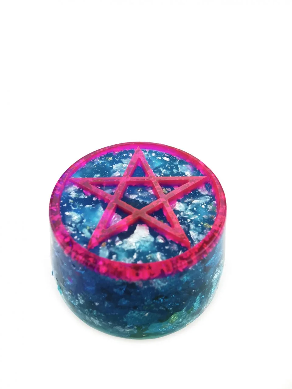 Pentagram Spiritual Orgone Puck In Pink And Blue By Orgonevibes