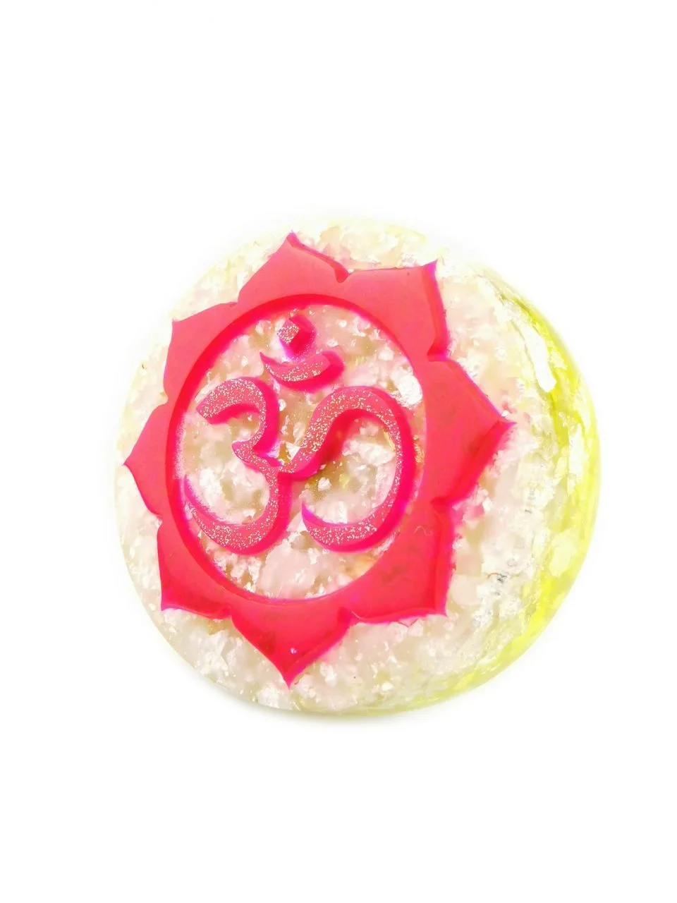 Pink And Yellow Om Orgone Puck By Orgonevibes