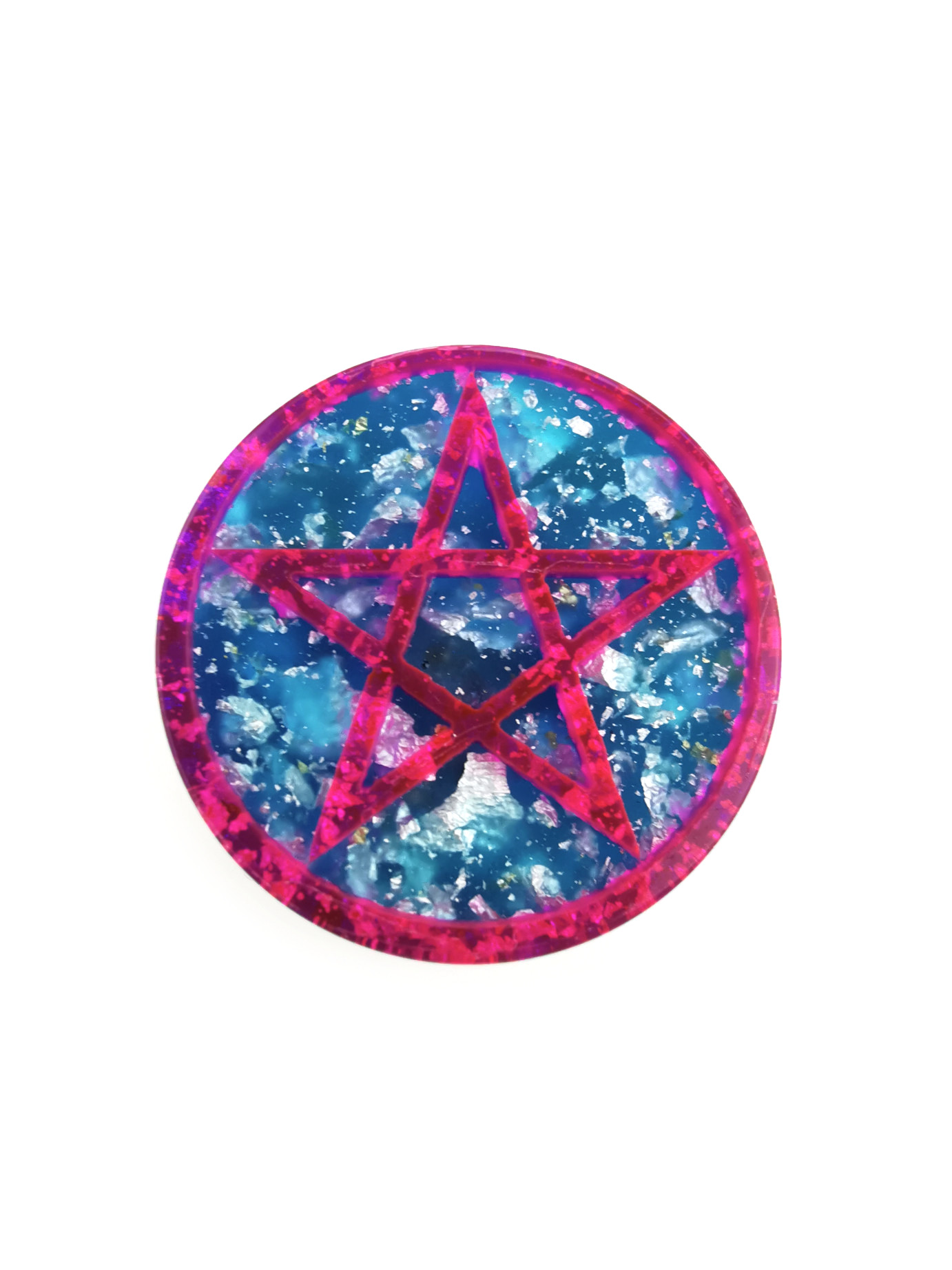 Small Pentagram Orgone Puck in Pink and Blue by OrgoneVibes
