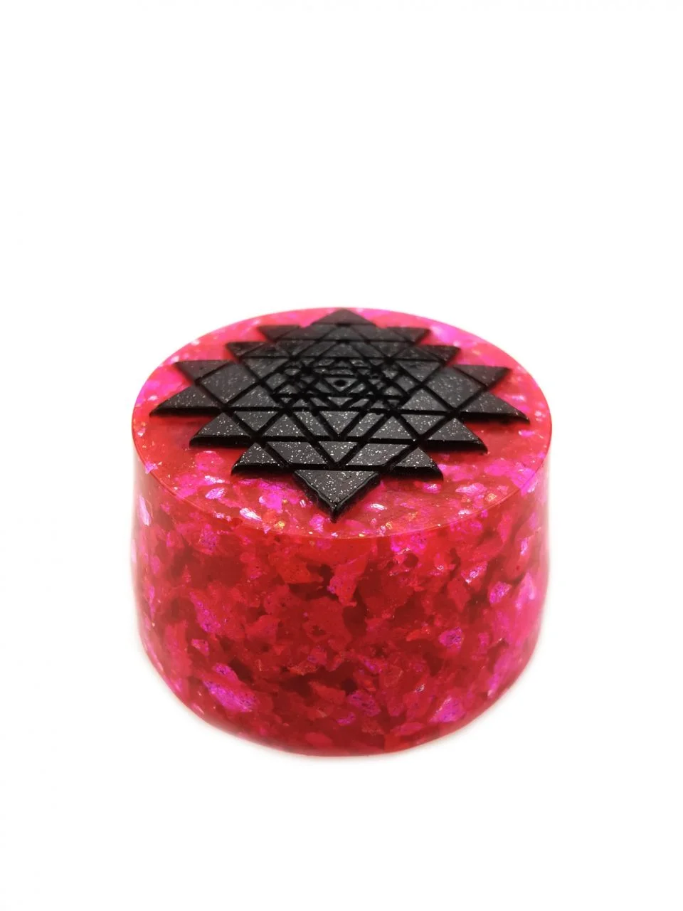 Sri Yantra Orgone Healing Puck In Black And Pink By Orgonevibes