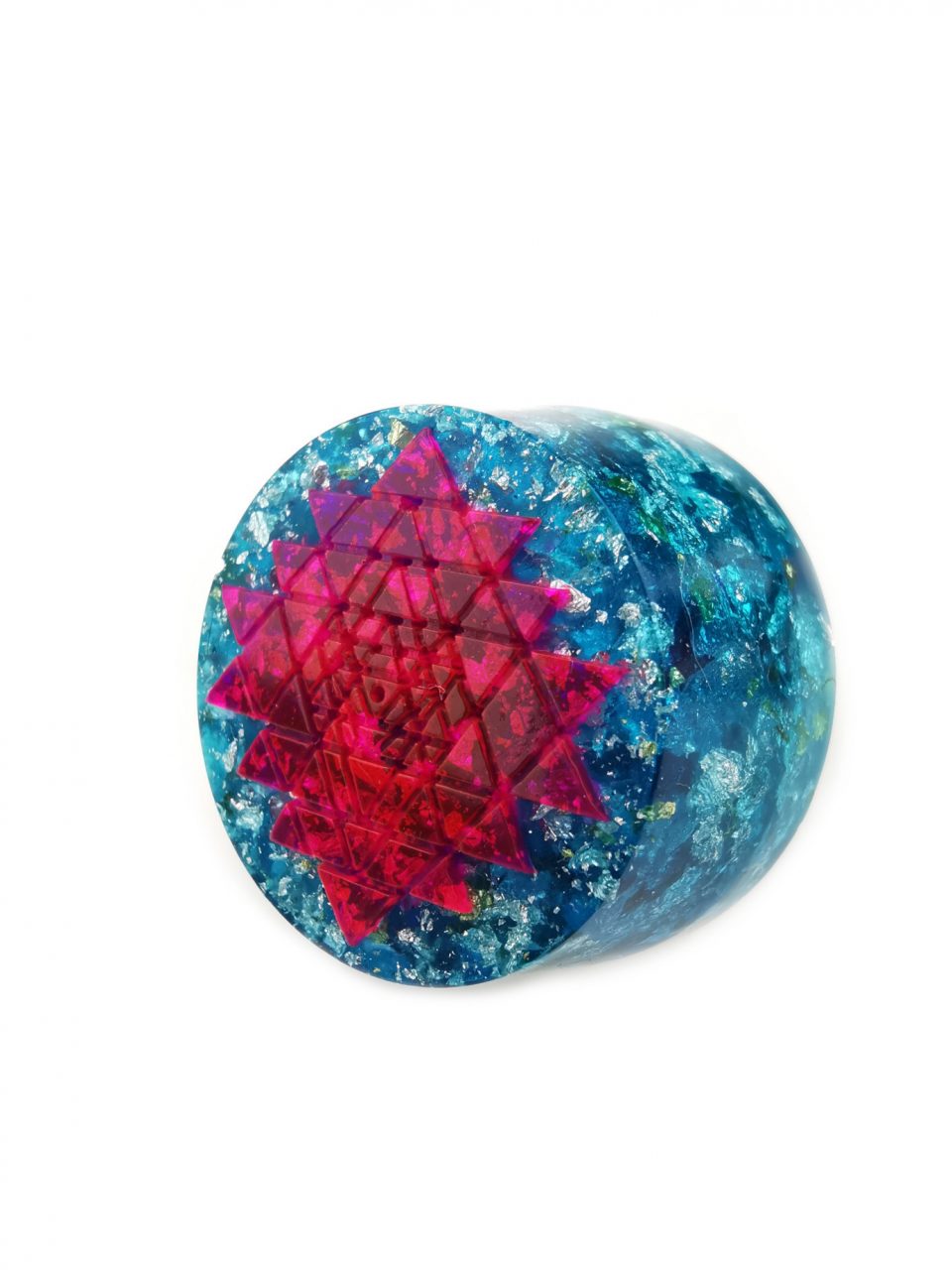 Sri Yantra Orgone Puck in Pink and Blue by OrgoneVibes